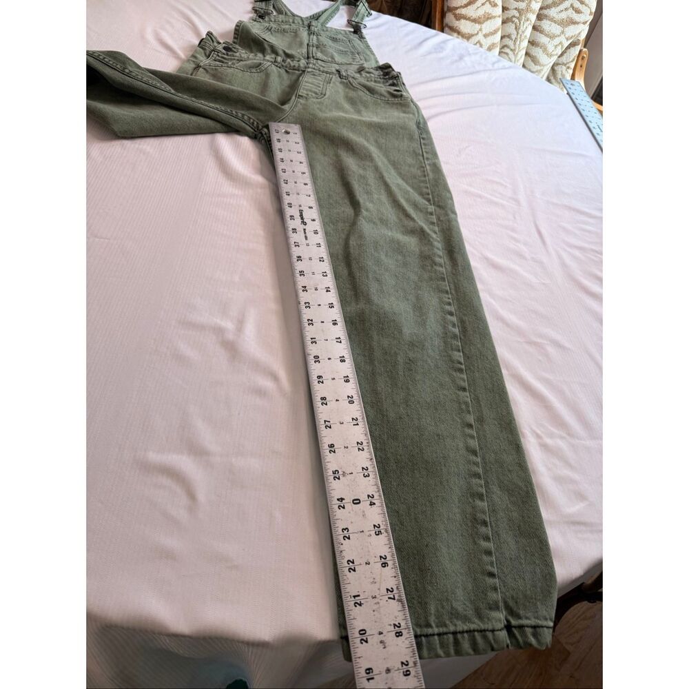 Free People We The Free Ziggy Overall XS Green Denim Wide Leg Overalls Jumpsuit - Picture 4 of 9
